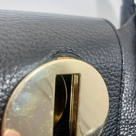 VTG Kate Spade Turn Lock Pebbled Black Satchel Leather Shoulder Bag Purse FLAW - Picture 12 of 12